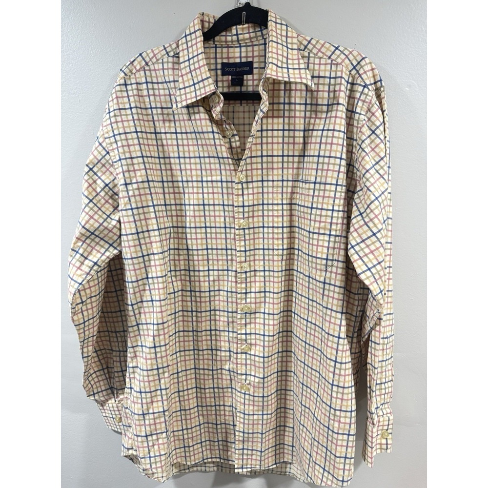 Scott Barber Shirt Mens L Multicolor Plaid Preppy Casual Long Sleeve Button Up